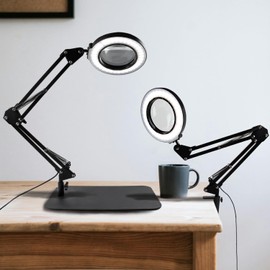 VITOTC 12X Magnifying Glass with Light and Stand, 2-in-1 Magnifier with Light Hands Free, 5 Color Modes LED Lighted, Reading Lamp, Hands Free for Craft Hobby Reading Painting Sewing Close Work.