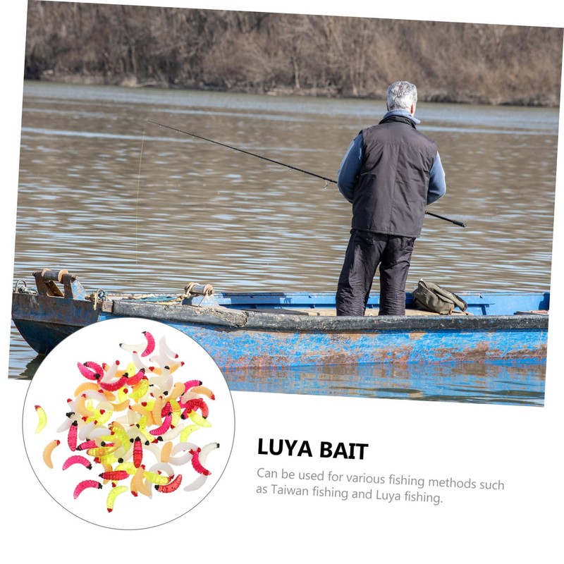 OHPHCALL 100pcs Bionic Maggot Bait Lightweight Soft Paddle Tail Bass