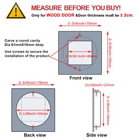 Homotek Recessed Sliding Closet Door Finger Pulls, 2-3/4 Inch Square, 2-1/8 Inch Diameter, Stainless Steel, Flush Handles for Pocket, Bypass, Barn Door Drawer Pulls (Brushed Gold, 2 Pack)