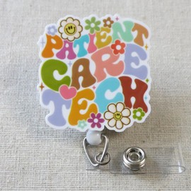 PCT Badge Reel – Patient Care Technician ID Holder, Cute PCT Badge, Assistive Personnel Badge Clip, Medical Badge Reel for PCT, Nursing Assistant Badge, Hospital Tech Gift, CNA Badge Accessory