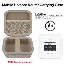 Elonbo Carrying Case for NETGEAR Nighthawk M6/ M6 Pro/ M7 Pro/ M5 5G Mobile Hotspot Router, Portable Wireless WiFi Travel Hotspot Router Storage Holder, Extra Mesh Pocket Fits Cable, Champagne Gold