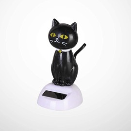Joylern Solar Cat Bobble Shaking Head Dancing Toy Cat Figurine Statue Car Dash Board Ornaments for Car Vehicle Decoration - Black