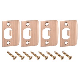 sourcing map D-Type Door Strike Plate, 4Pcs 57mm x 45mm 201 Stainless Steel Latch Deadbolt Strike Plate for Door Frame Door Jamb, Red Bronze