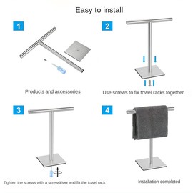 Luwqceu Hand Towel Holder Stand for Bathroom Vanity Stainless Steel Standing Towel Rack Stand Towel Bar for Bathroom -Silver Easy Install Easy to Use