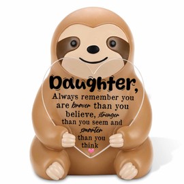 VYNWPDFLI Braver Stronger Smarter Sloth Figurine, Encouragement Gift for Daughter, Confidence Booster Present for Daughter from Mother, Uplifting Home Desk Decor, LOP40
