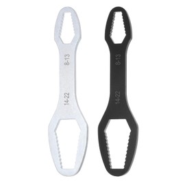 HARFINGTON 8-22mm Double-ended Multifunctional Universal Torx Wrench 0.2" Thickness 6.3" Length Galvanized Electrophoresis Self-Tightening Adjustable Ratchet Wrenches, Silver Tone Black