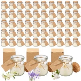 MTLEE 50 Pcs Wedding Jar Candles for Guests Wedding Candle Gift Natural Wax Candles with DIY Tag Cards for Bridesmaid Baby Shower Party Favors Home Supply Decor, Scents of Freesia/Gardenia/Lavender