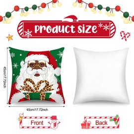 Tatuo 6 Pcs Christmas Santa Claus Throw Pillow Cover Black Santa Claus Cushion Decoration 18 x 18 Inch Linen Pillowcase Holiday Decoration for Sofa Couch Bed