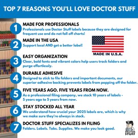 2024 Year Labels, Doctor Stuff 2024 Chart Stickers, Fluorescent Pink Color Coded, USA Made Year Stickers for End Tab File Folders, 500 Labels per Roll, 1 Roll, 3/4" x 1-1/2"