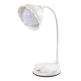 LED Reading Light Plastic Flower Shaped Touch Sensitive USB Charging Folding Table Lamp for Bedroom Dormitory White