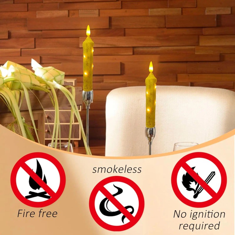 6.5 Inches Primitive Real Wax LED Flameless Short Candlesticks Hand