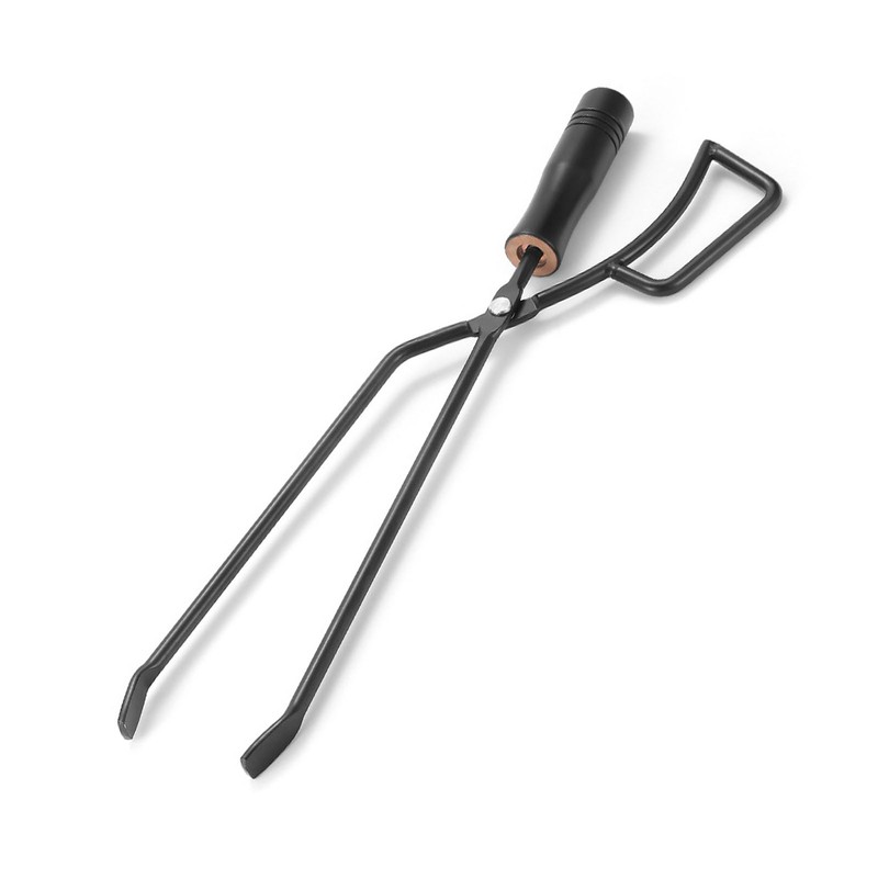 Fire Tong Insulated Wooden Handle Enhanced Grip Log Grabber Firewood