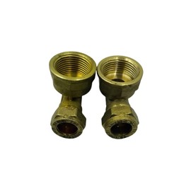 UKDD® 15mm Compression by 3/4" BSP Brass Female Iron Elbow 90 Bend, 15mm x 3/4" Adaptors Bend - WRAS Approved - Pack of 2