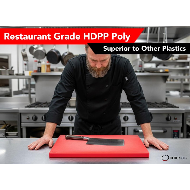 18 x 12 Red Plastic Cutting Board, 1 Inch Thick