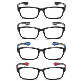 JOON-joon Reading Glasses Men 4 Pairs Ultra Light TR90 Sports Style Blue Light Blocking Readers+3.5