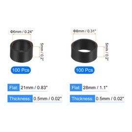 QUARKZMAN Pack of 200 Rubber Bands, 6 x 5 mm / 8 x 5 mm Rubber Bands Rings Cable Ties Strong Elastic Bands Non-Slip for Cable Wrapping Bag Packaging, Black