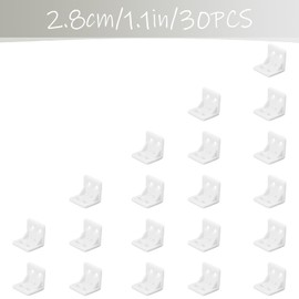 Tabanzhe 30 Plastic Furniture Corner Braces - 4-Hole Right Angle Board Holders, L Shape Brackets, and Shelf Support Corner Braces in White