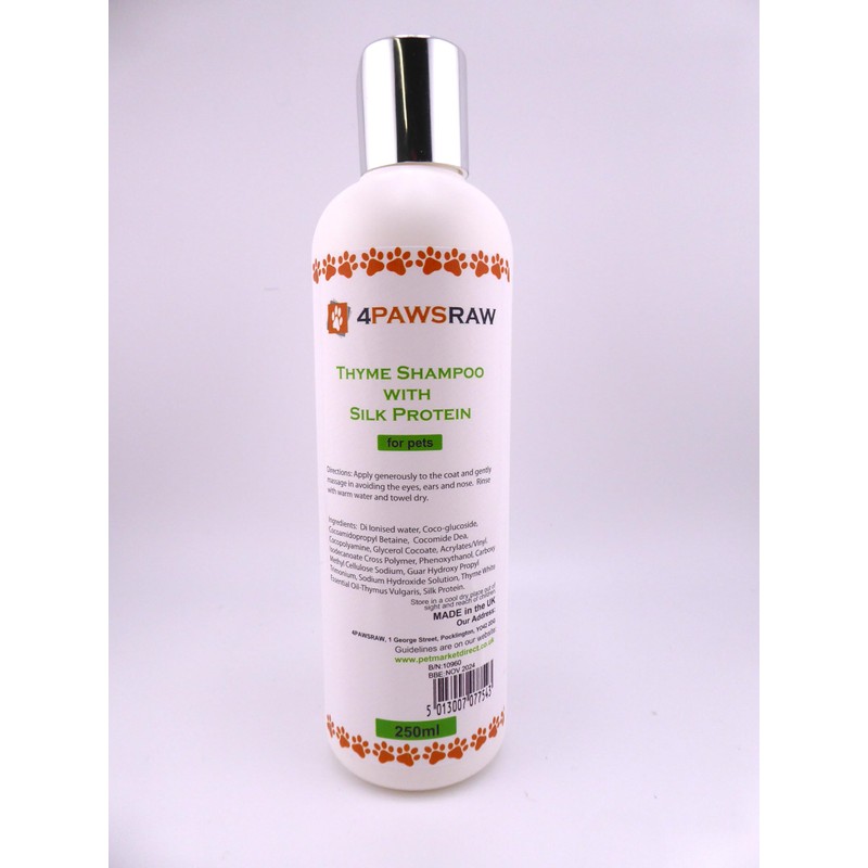 4PAWSRAW Natural Adult Dog Shampoo – Thyme with Silk Protein