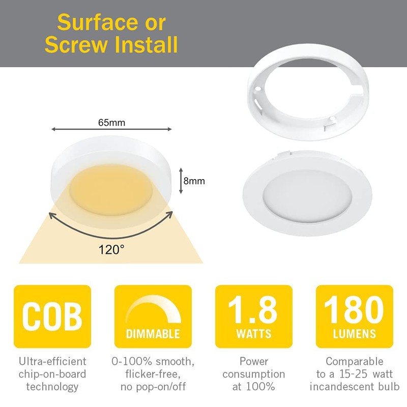 VST Under Cabinet Lighting 12V 2W/pc, Wireless Dimmer Switch, Recessed