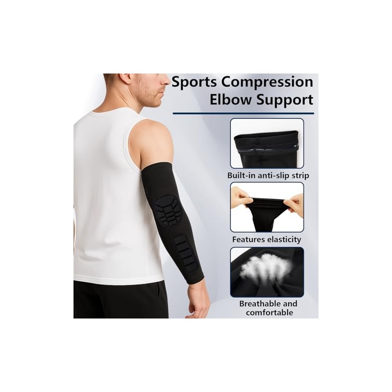 Pack of 2 Elbow Support Forearm Sleeves with Padding Elbow