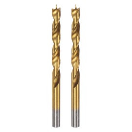 HARFINGTON 2pcs Brad Point Drill Bit 8mm(5/16") Dia Straight Round Shank Drill Metric Brad Point Spiral Twist Drill Bits for Carpenter Woodworking Plastic Rubber, Golden