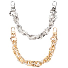 FREEBLOSS 2pcs Purse Chain Short Strap Short Bag Strap Bead Bag Chain Bag Strap Extender Replacement for DIY Bag Making Chains for Handbags DIY Purse Handles for Handbags Bead Chain Strap with Buckles