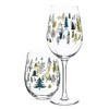 Abbott Collection Allover Trees Stemless Wine Glass-5" H
