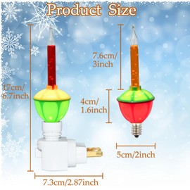 Christmas Bubble Night Lights Plug into Wall, 1 Multicolor Bubble Christmas Night Light + 1 Replacement Bubble Light Bulb, 5w Incandescent Bulb 120v Fits C7/ E12 Candelabra Base Swivel Plug-in Base