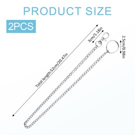 cxxtkcxxlc Pack of 2 Stainless Steel Key Chains, 50 cm Trouser Chain, Key Chain with Carabiner Hook and Key Ring, Wallet Chain for Keys, Bags and More, silver