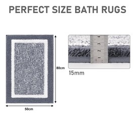 SHACOS Bathroom Rug Mat, Microfiber Shaggy Bath Set, Non-Slip Ultra Soft Carpet Mats, Absorbent with U-Shaped Toilet for Bathroom, Tub, Shower(Dark Grey,50 * 80CM)