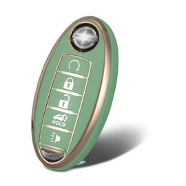 WORCAS Compatible with Nissan Altima Maxima 5 Buttons Key Fob Cover，Premium Soft TPU Smart Key Fob Case Compatible with Infiniti JX35 Q50 Q60 QX56 QX60 QX80(Green)