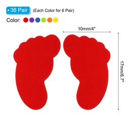 PATIKIL Foot Shaped Carpet Markers, 72pcs (36pairs) Nylon Floor Spots Markers Colorful Hook and Loop Marker Dots for Classroom Children Teacher Supplies, 6 Color