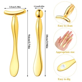 Pimoys 2 Pcs Metal Eye Cream Applicator Face Roller Massager Tool,Eye Massage Wand Stick Girls Women Facial Massager for Reducing Puffiness Wrinkle