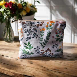 NUTFORD Multifunctional Printed Cotton Zipper Purse Pouch Bag with Cotton Lining for The Storage of Coins and Notes, Cosmetic Accessories, Small Electronics Accessories, Keys, etc.. (B)