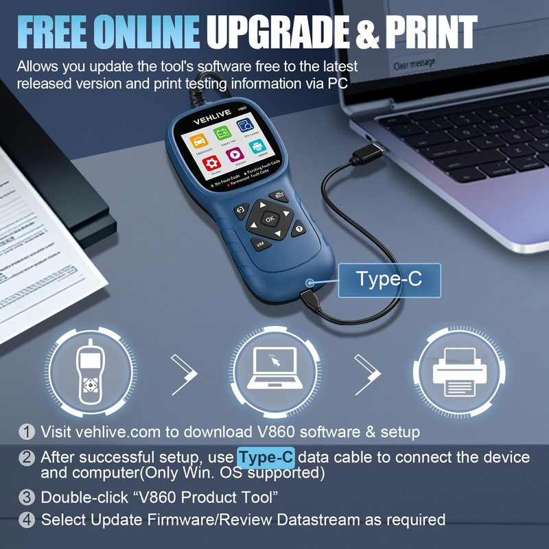 VEHLIVE V860 Scanner for Car and Trucks,OBD2 Diagnostic Tools and