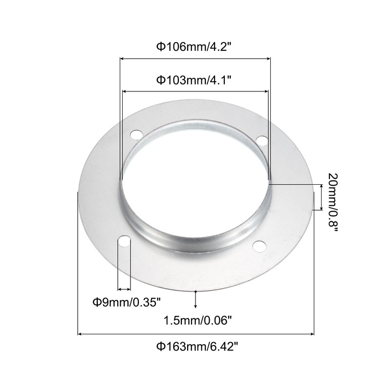 PATIKIL 4" Duct Connector Flange, Metal Straight Pipe Exhaust Flange
