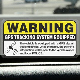 Warning GPS Tracking System Equipped Car Sticker 4x2 Inches Anti-Theft Protect Vehicle Windows Safety Warning Decals Waterproof Door Cling 8 Pack Yellow