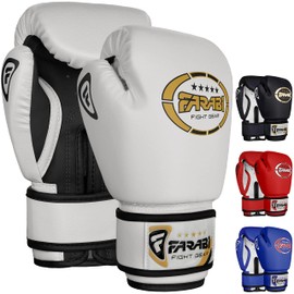 Farabi Kids Boxing Gloves Training Punching Bag Gloves Sparring Gloves for 3-8 Years Boys Girls Teen 4-oz (White)