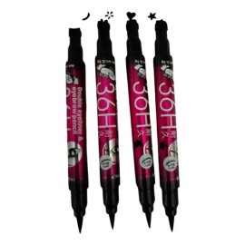 Delineador 24h Ojos Plumón Negro Con 4 Sellos Maquillaje                                                                                              