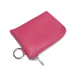 Leisofter Women's Mini Wallet, Leather Bank Card Bag, Coin Purse, Small Leather Bag with Key Ring, Mini, Lightweight, Soft Leather Coin Purse for Women and Children, rose, Modern