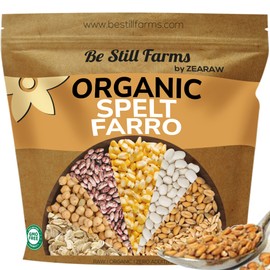 Be Still Farms Spelt Farro Grain Organic 5.8 lb - Whole Wheat Berries Bulk - Ancient Grains Ideal for Flour, Bread - High in Protein | Similar to Einkorn | USA Grown | USDA Certified | Vegan | Non-GMO