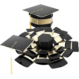 Marspark Graduation Explosion Gift Box Black and Gold Money Holder Box with Tassel Congrats Grad Surprise Pop up Boxes DIY Custom Scrapbook Photo Album Class of 2026 Gifts for High School College