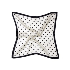 MayTree 100% Mulberry Silk Scarf - Square Dots Small 53 x 53 cm - Luxurious Women's Neckerchief - Elegant Bandana Scarf for Women - Luxury and Comfort for Adults, White Black