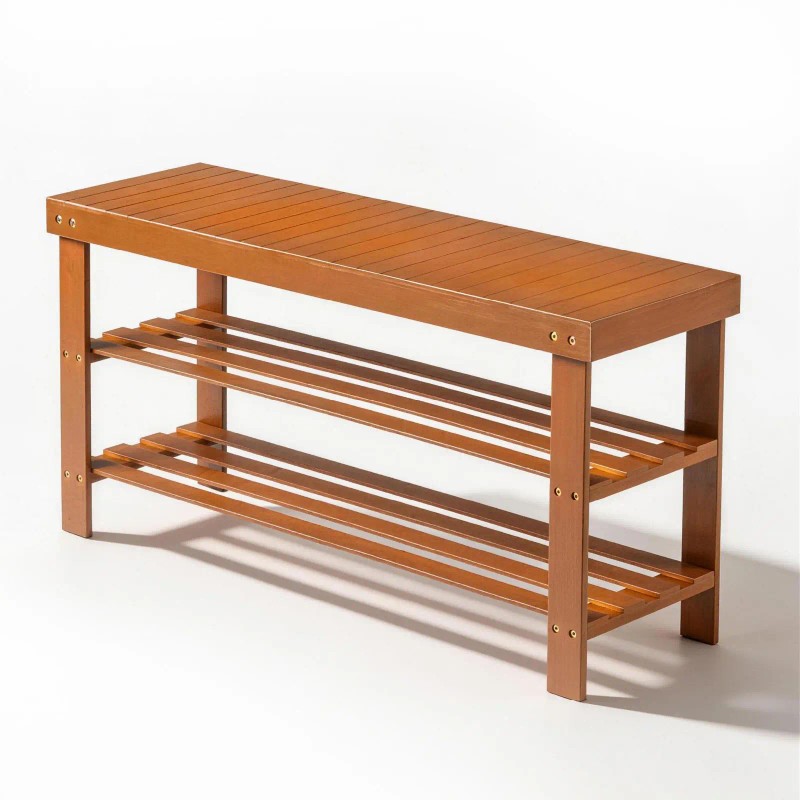 Walnut 3-Tier Bamboo Shoe Rack 35.43 X 11.02 X 17.72