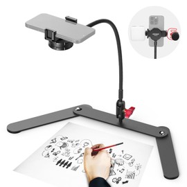 Neewer Overhead Phone Mount Stand with Flexible Tube & Ball Head, Shock Absorbent Desk Tripod Phone Holder Clamp with Cold Shoe, Foldable Base for Cooking Drawing Sketching Live Streaming, DS022