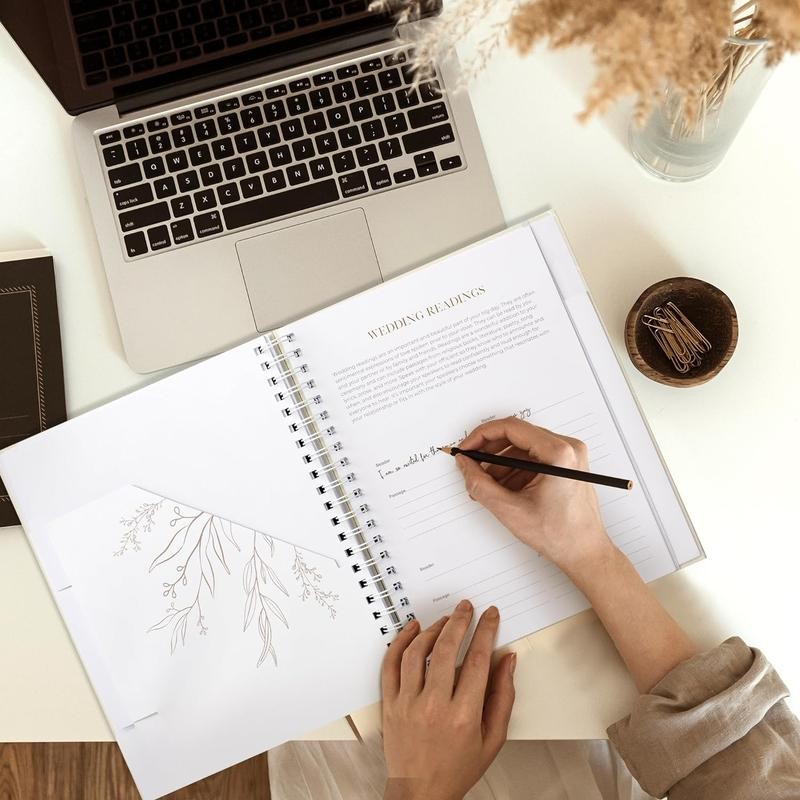 Beautiful Minimalistic Wedding Planner Book and Organizer - Unique Engagement