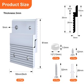 2 inch French Cleat Picture Hanger, Aluminum Mirror Hanging Kit with Hardware, Ideal for Artwork, Whiteboard, Cabinet, Holds 30 lbs. per Pair, 2 Pairs