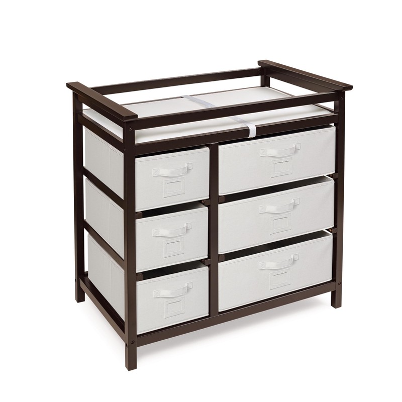 Badger Basket Modern Baby Changing Table with 6 Storage Drawers