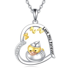 NIFUNAO Duck Necklace for Women 925 Sterling Silver Heart Shaped Necklace Animal Duck Jewelry for Women