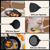 FJNATINH Silicone Wok Spatula,Ladle,Skimmer Ladle Tool Set,Stainless Steel Non Stick